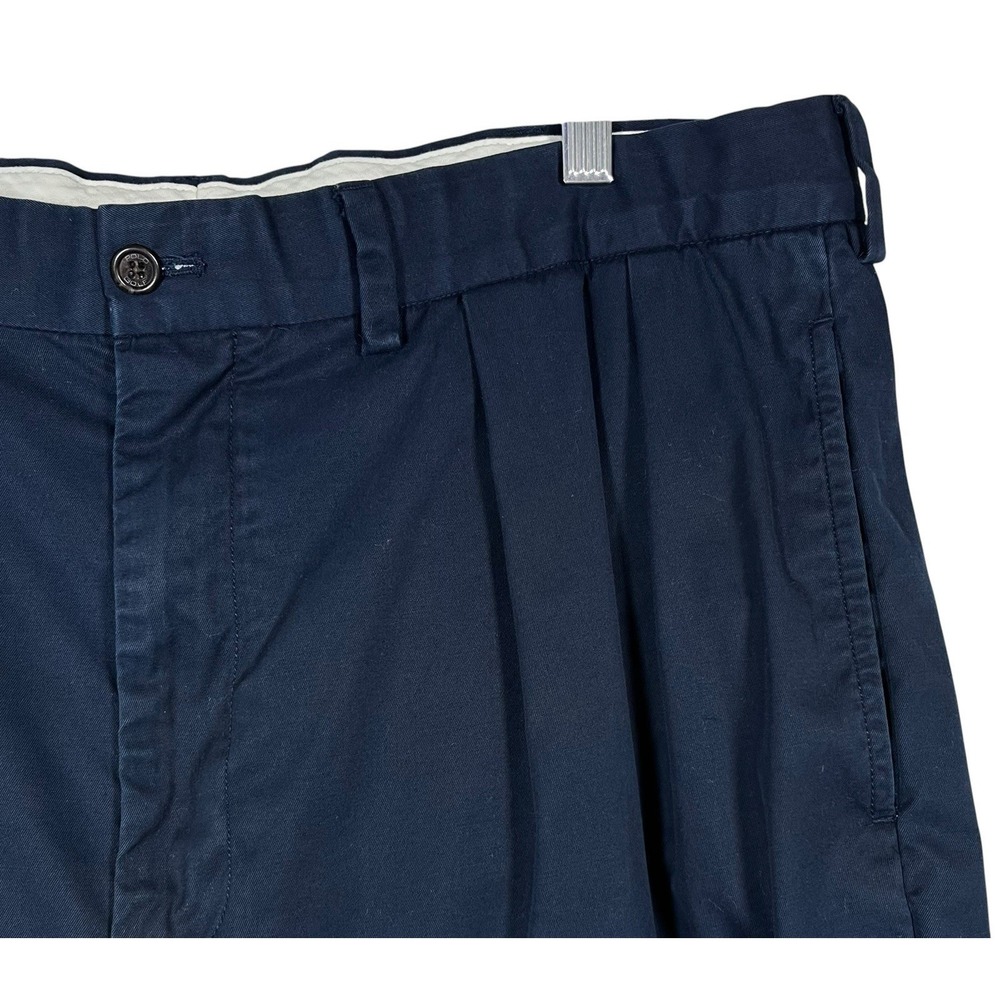 VTG POLO RALPH LAUREN Sz 38 Short Golf Fairway Men's Navy Blue Cotton Pleated - Picture 2 of 10